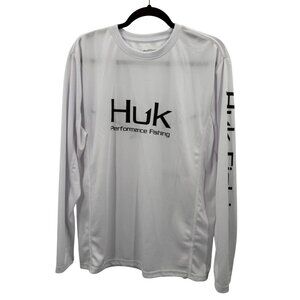 Huk Performance Fishing Long Sleeve Shirt UPF Sun Protection Mens Size M White